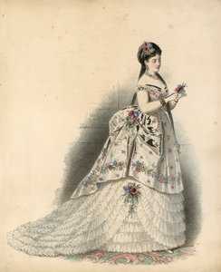 Viktorya dönemi moda plakası (renkli gravür) by English School