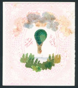 Victoria tebrik kartı - balon postası ile önemli bir mesaj (chromolitho) by English School