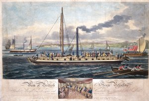 İngiliz Buharlı Kapların Görünümü, R. Ackermann tarafından yayınlanmıştır, 1820-51 (renkli aquatint) by English School