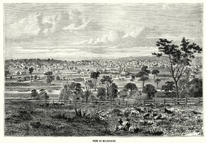 Melbourne manzarası (gravür) by English School