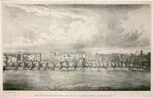 Kraliçe I. Elizabeth döneminde olduğu gibi Eski Londra Köprüsü