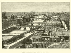 Yedi Köprüyü gösteren Paris manzarası by English School