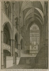 Westminster Abbey, Londra'da dikilmiş Orkestra Organının görünümü vb. by English School