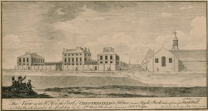 Sağ Hon the Earl of Chesterfields evinin Hyde Park yakınlarındaki Park Duvarından alınmış görünümü by English School