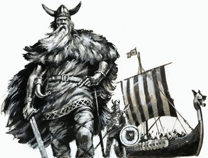 Viking ve uzun gemi by English School