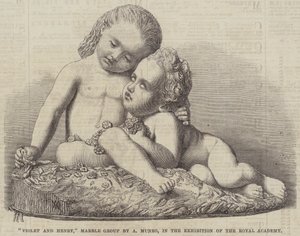 Kraliyet Akademisi Sergisinde A Munro tarafından "Violet ve Henry," Mermer Grubu (gravür) by English School