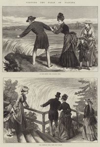 Niagara Şelalelerini ziyaret etmek (gravür) by English School