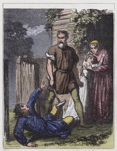 Wat Tyler ve Vergi Toplayıcı (renkli gravür) by English School