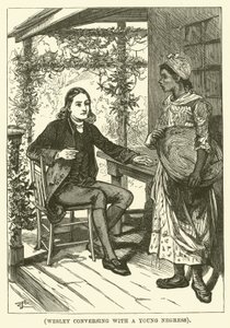Wesley genç bir zenci ile sohbet ederken (gravür) by English School