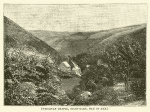 Wesleyan Şapeli, Sulby-Glen, Man Adası (gravür) by English School