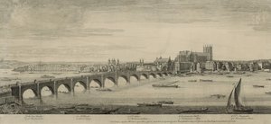 Westminster Köprüsü, Londra, York House'un karşısındaki Bay Scheves Sugar House'dan alınmıştır. by English School