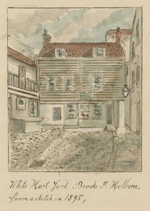 White Hard Yard, Brooke Street, Holborn, Londra, 1895'teki bir eskizden (kağıt üzerinde wc) by English School