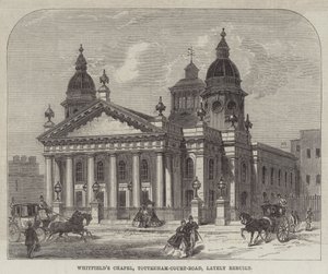 Whitfield Şapeli, Tottenham-Court-Road, son zamanlarda yeniden inşa edildi (gravür) by English School