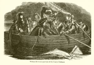 William III. Hollanda kıyılarında açık bir teknede by English School