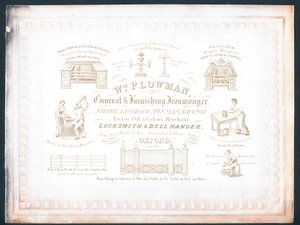 William Plowman, general ve mobilya hırdavatçısı, ticaret kartı by English School