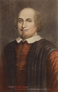 William Shakespeare (c1564-1616), İngiliz oyun yazarı ve şair (renkli taş baskı) by English School
