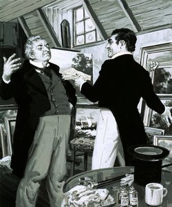 William Turner bazı resimlerini bir avuç notla takas etti (kağıt üzerine guaj boya) by English School