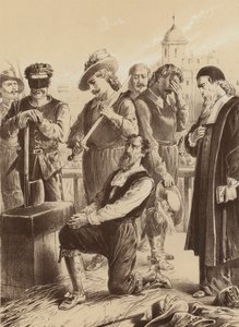 William Viscount Stafford, "Bloğun önünde diz çöktü" (lito) by English School