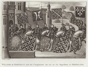 Haynault'lu William ve Yoldaşları, Friesland'a Seferi için yola çıktılar. by English School