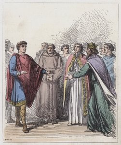 Normandiyalı William ve Confessor Edward (renkli gravür) by English School