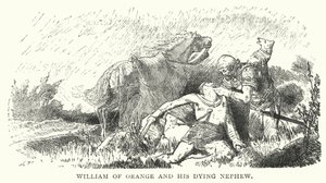 Orange William ve ölmekte olan yeğeni (gravür) by English School