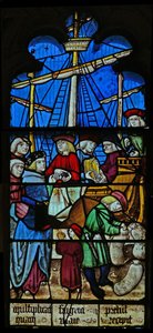 St Nicholas efsanesinden bir sahneyi gösteren Pencere SaEw: Myra
