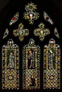 Aziz Thomas, İsa, Aziz John ve bağışçıyı gösteren n2 penceresi by English School