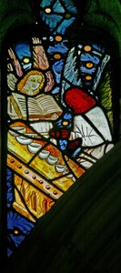 Bir glockenspiel ile müzisyen melekleri gösteren Pencere s1 by English School