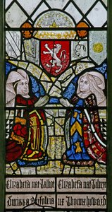 Yukarıdaki Mowbray ailesinin arması ile Norfolk Düşesi Elizabeth Talbot ve Surrey Kontesi Elizabeth Tilney