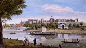 Thames Nehri'nin karşısından Windsor Kalesi, c.1760'lar (el boyaması gravür) by English School