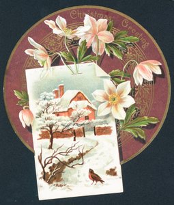Yazlık ve robin ile kış sahnesi, Noel Kartı by English School