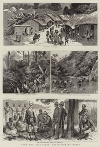 Chin-Lushai Seferi Kuvvetleri ile (gravür) by English School