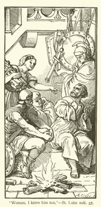 "Kadın, onu tanımıyorum", St Luke, xxii, 57 (gravür) by English School