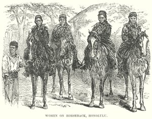 At Sırtında Kadın, Honolulu (gravür) by English School