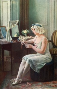 Bir mektup okuyan kadın (renkli taş) by English School