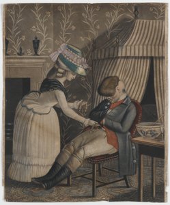 Uyuyan bir adamdan bir çorap çantası ve cep saati çalan kadın, c.1790 (el boyaması mezzotint) by English School