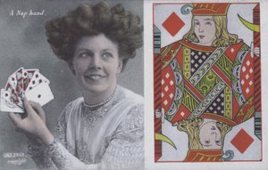 Kadın iskambil kağıtları ve Jack of Diamonds (renkli taş) by English School