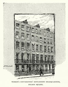 Kadın Üniversiteleri Yerleşim Merkezi, Nelson Meydanı, Southwark (gravür) by English School