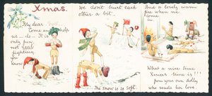 Tahta Bebekler kartopu savaşı yapıyor, Noel Kartı by English School