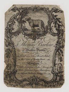 Yün perdeler, Thomas Barton, ticari kart by English School