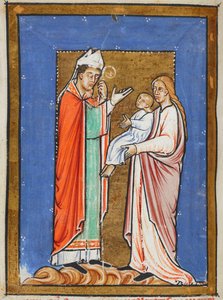 Yates Thompson 26 f.62v St. Cuthbert Vebalı Bir Çocuğu İyileştiriyor, Bede (parşömen) tarafından 