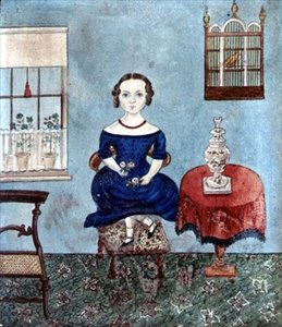 İç Mekanda Sandalyede Dans Eden Genç Kız, 1840 dolayları (kağıt üzerine suluboya) by English School