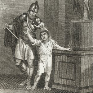 Romalılara düşmanlık yemini eden genç Hannibal (gravür) by English School
