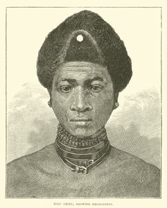 Zulu şefi, başörtüsünü gösteriyor by English School