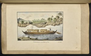 f.77 (plaka 88) Solo Nehri üzerinde bir tekne (Surakarta, Orta Java). 4 Şubat 1817. Önde mürekkeple yazılmış: 