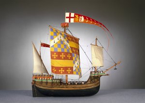 Büyük bir İngiliz gemisinin modeli veya c.1485 dişlisi