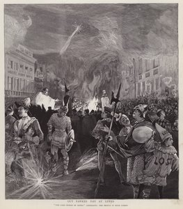 Guy Fawkes Günü alayı, Lewes, Sussex, 5 Kasım 1892 (lito) by Enoch Ward