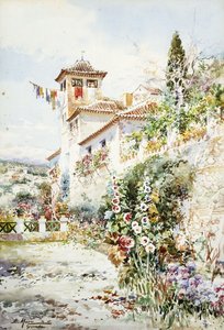 Yazın Endülüs Evi ve Bahçesi (kalem ve w/c) by Enrique Marin Higuero