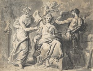 Üç Başlı Figürde İsis ve Geometri ile Bir Sanat Alegorisi..., 17. Yüzyıl
