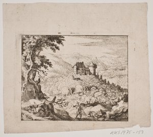 Bir kale ve bir gezgin ile dağlık manzara by Erasmus Sigismund Resch